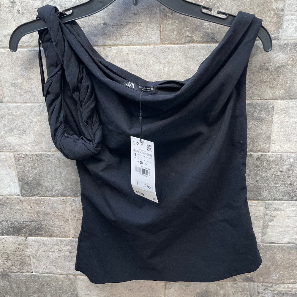 ❤️ ZARA BLACK OFF THE SHOULDER TANK TOP SIZE SMALL NEW
